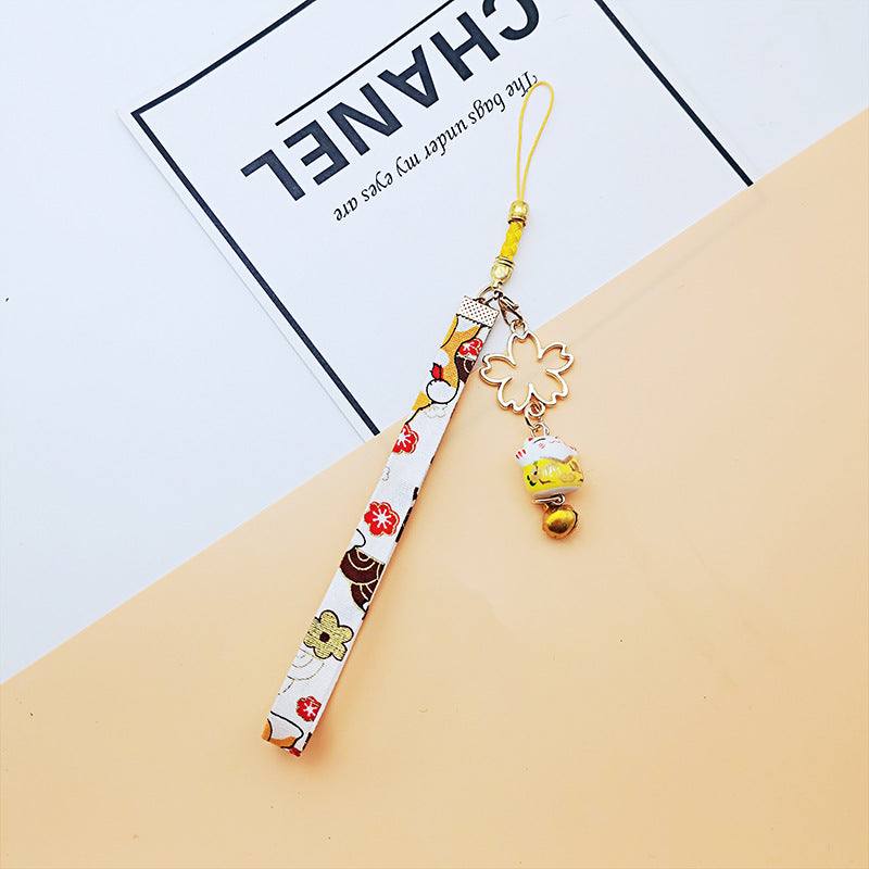 Wholesale Japanese Lucky Cat Bell Metal Keychains